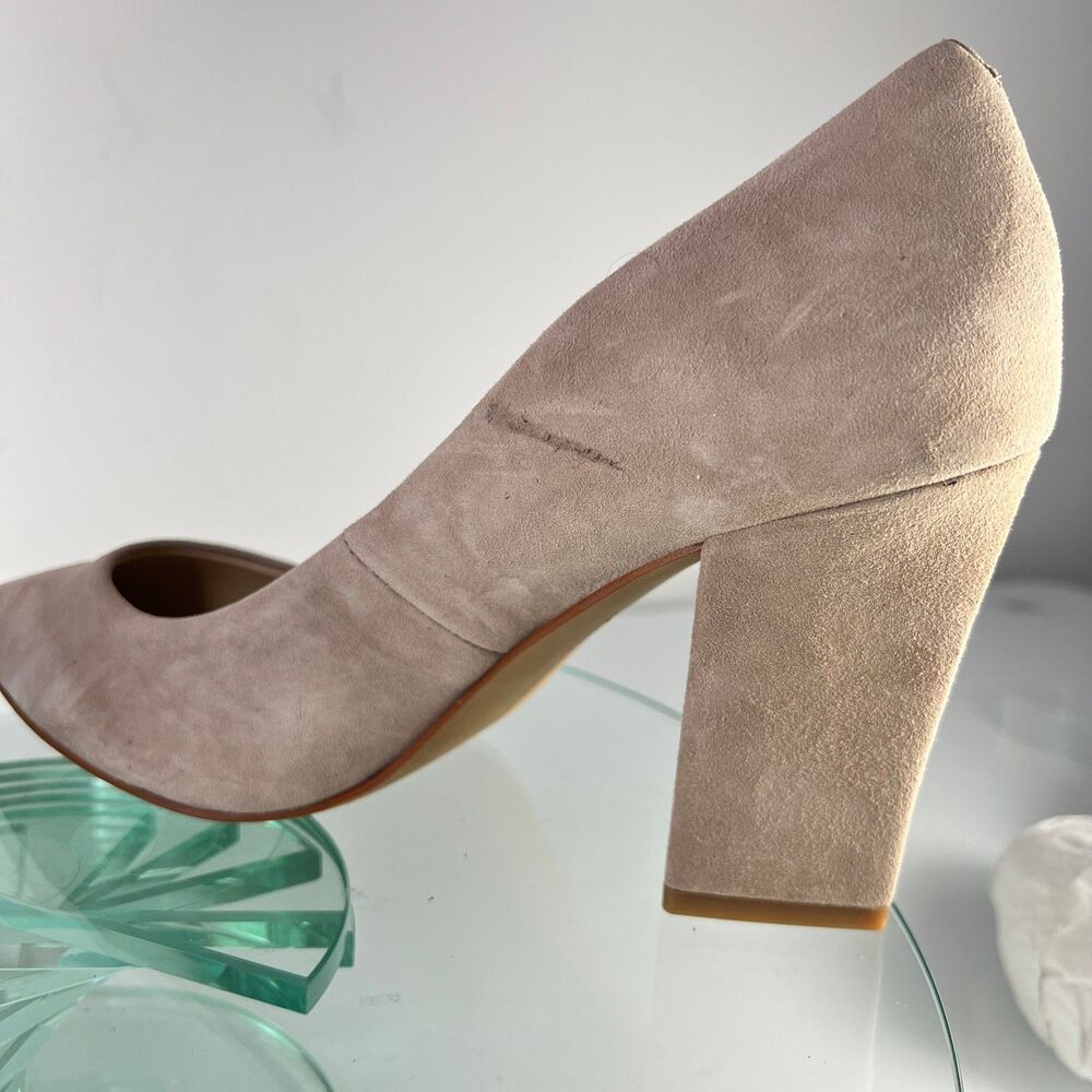 Vince Camuto Candera Pumps Beige Suede Leather Pointed Toe Heels - Picture 2 of 8